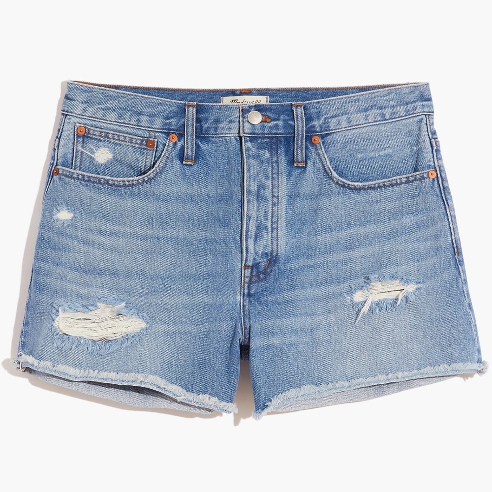 $75 NWT Madewell Curvy Relaxed Denim Shorts Homecrest Ripped MC645